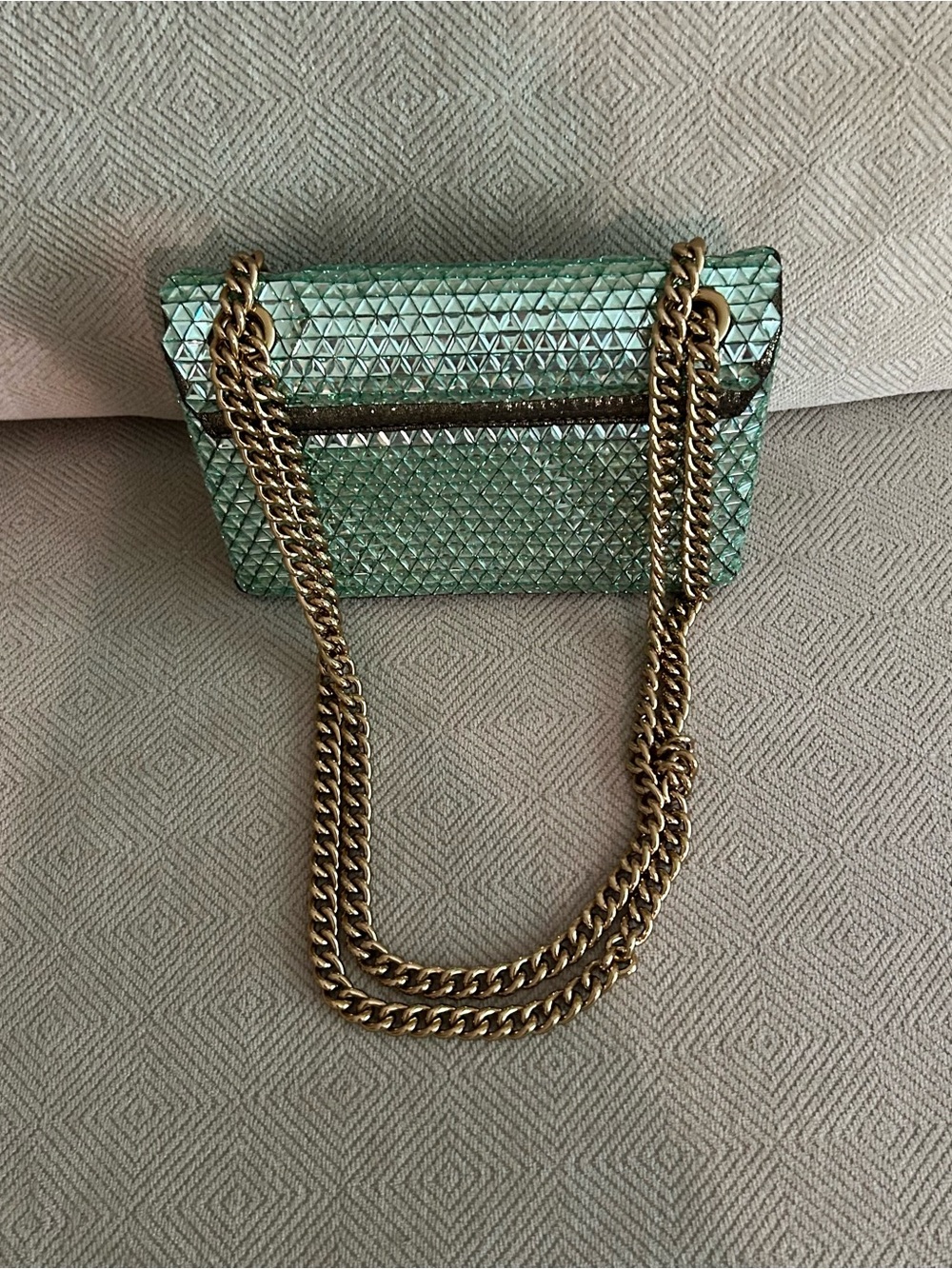 Kurt Geiger London Brixton mini crystal crossbody bag in green - Picture 5 of 11